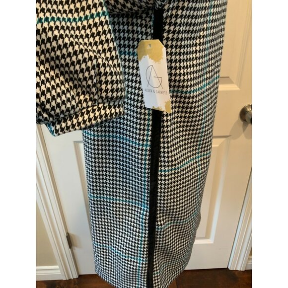 Zara Trafaluc Black & White Houndstooth Dress W/ Blue Stripes, Size Medium - Picture 5 of 8